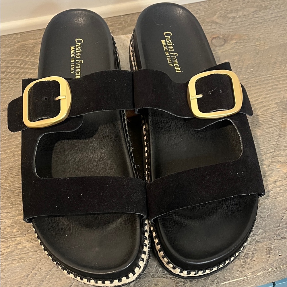 Cristina Francini Black Sandals - Size 9.5 - Picture 3 of 5